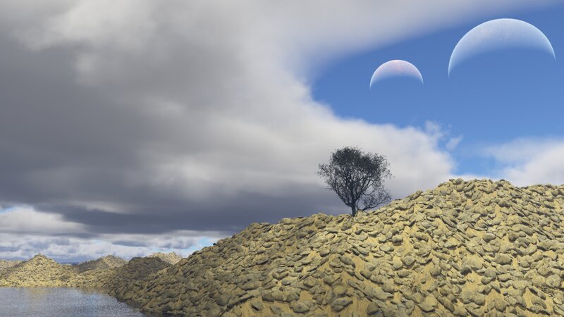 Tree on Rocky Hill — Blue
