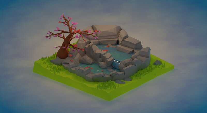 Tree on Rocky Island — Green