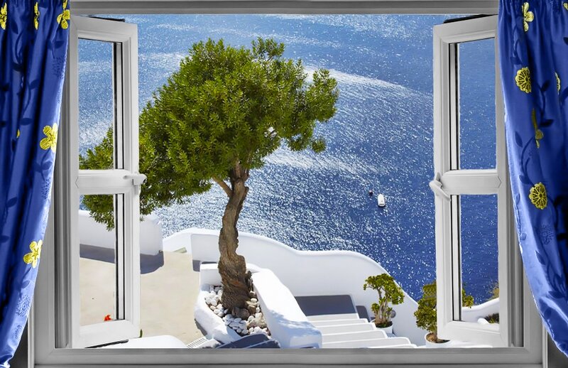 Tree Overlooking Sea — Blue, Serene, Afternoon