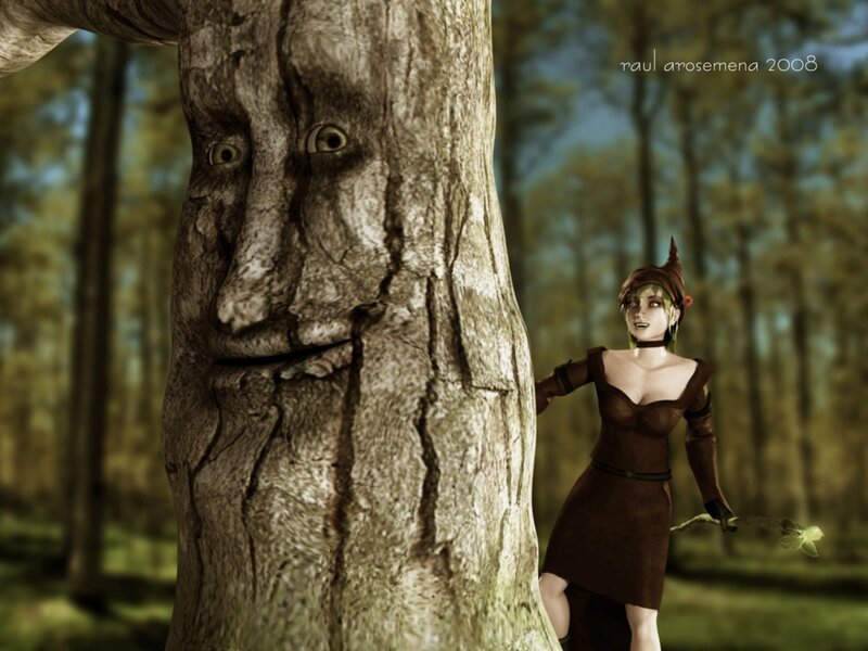 tree spirit and forest girl