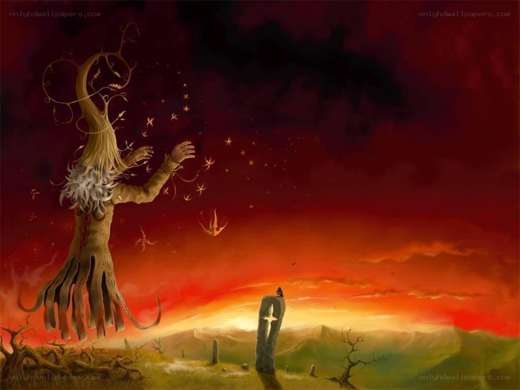 Tree spirit at sunset