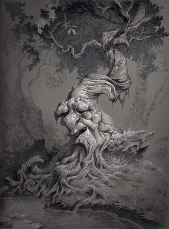 Tree Spirit in Forest — Gray