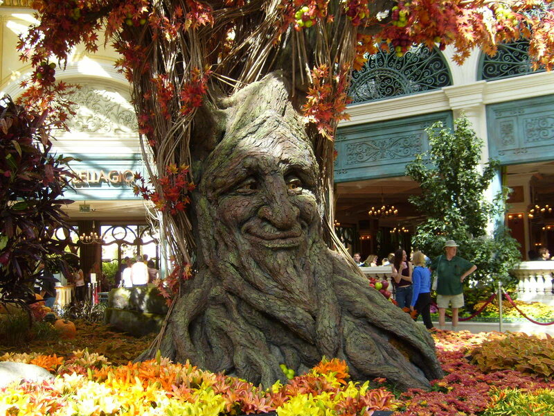 Tree spirit sculpture in garden