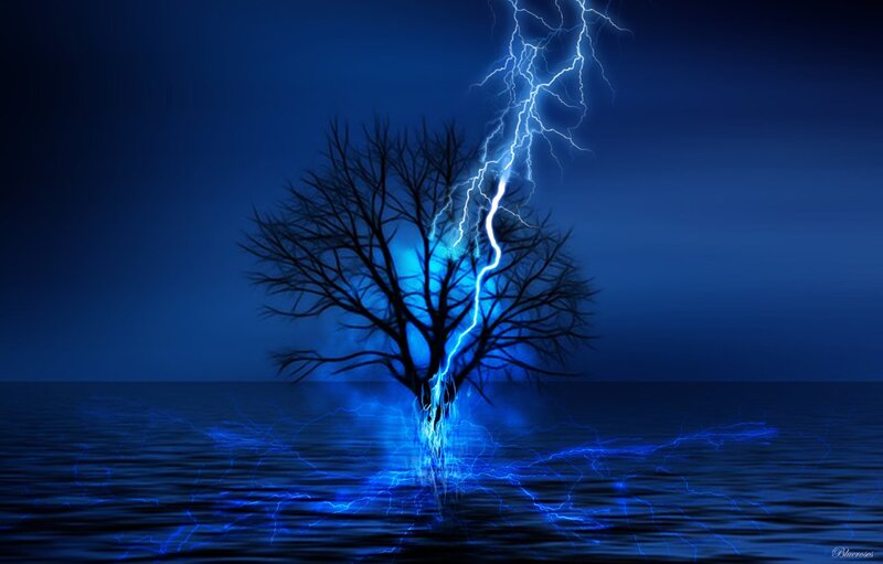 Tree Struck by Lightning — Blue