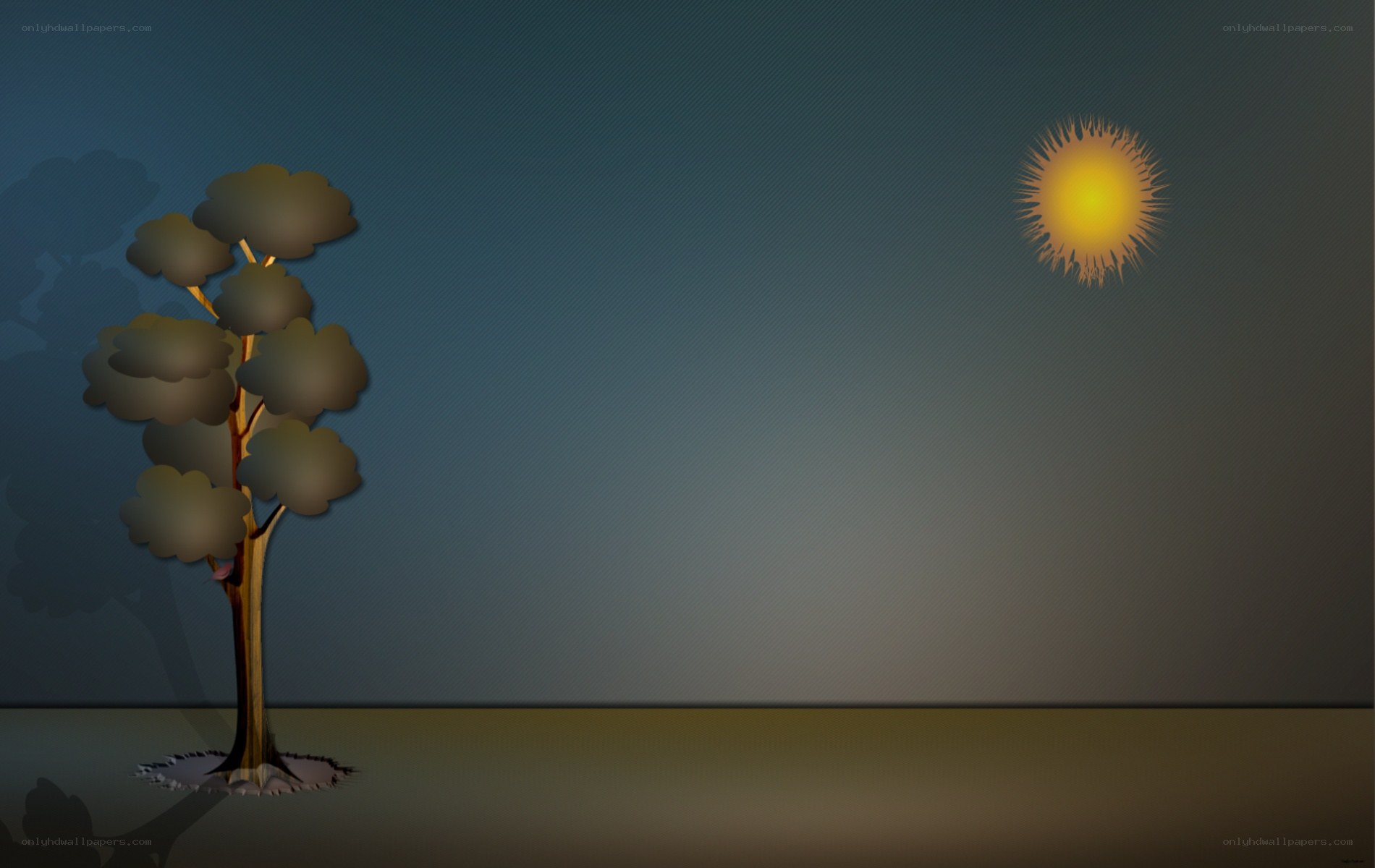 tree under a bright sun