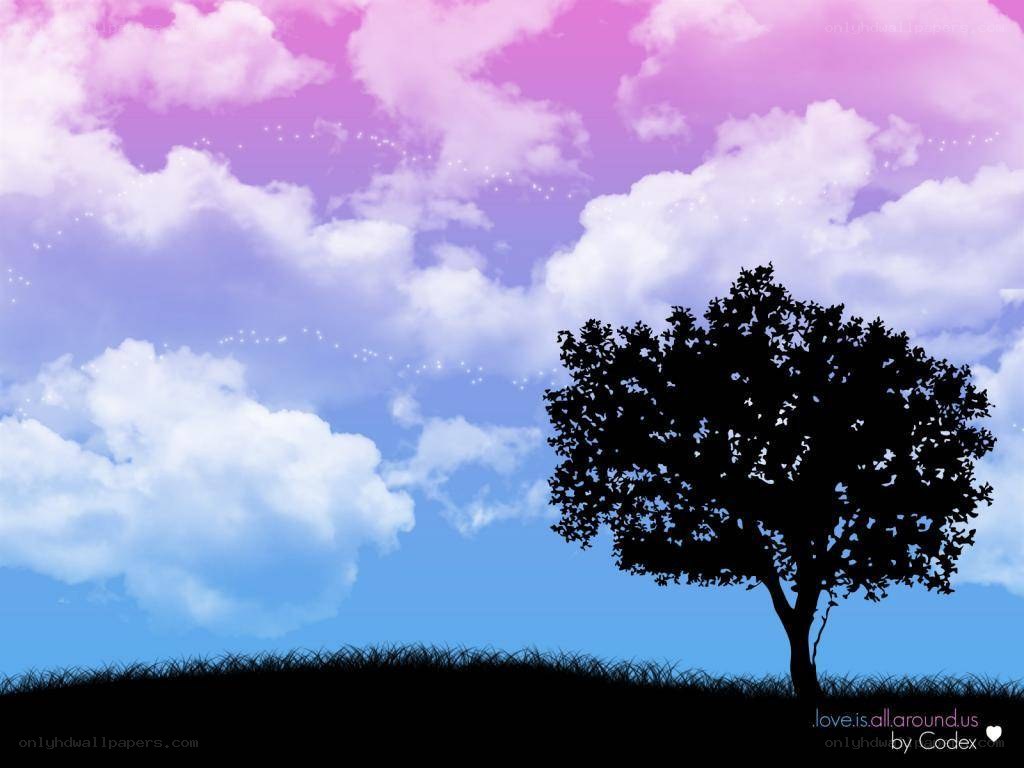 tree under a colorful sky