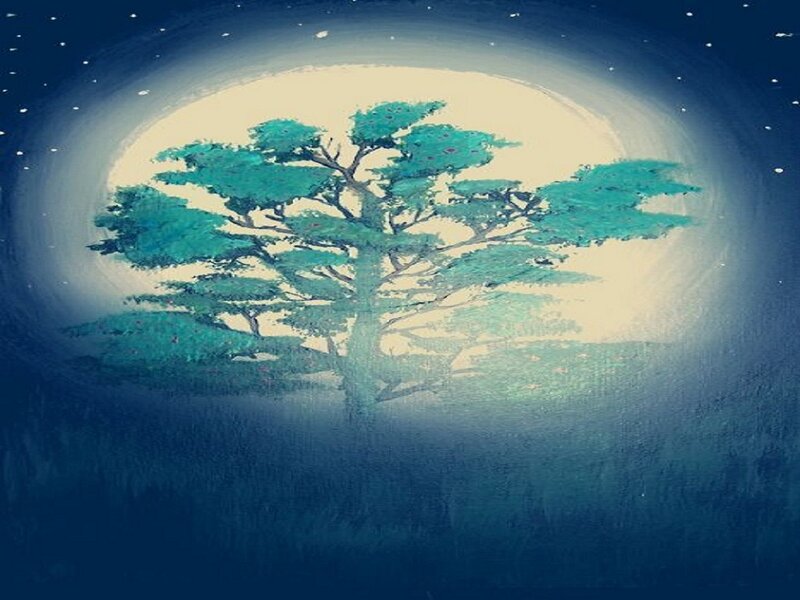 Tree under Moonlight — Blue