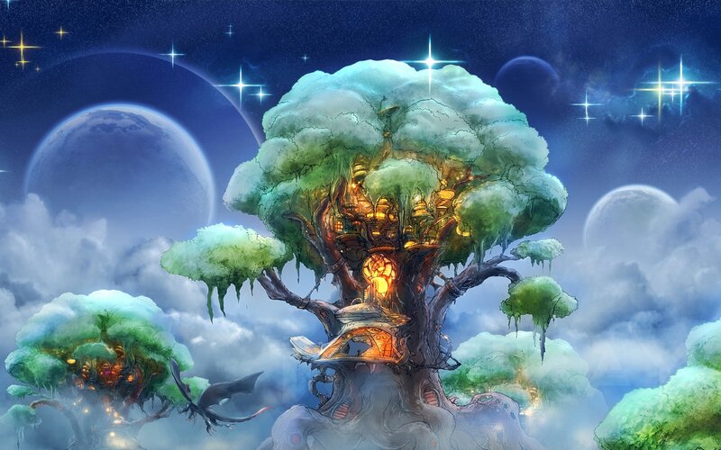 Tree Village in Clouds