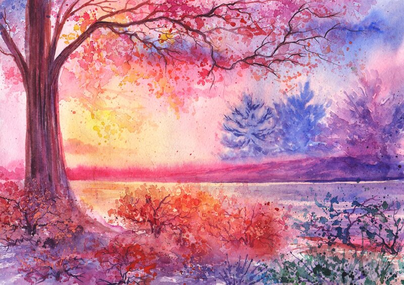 Tree with Autumn Leaves — Pink