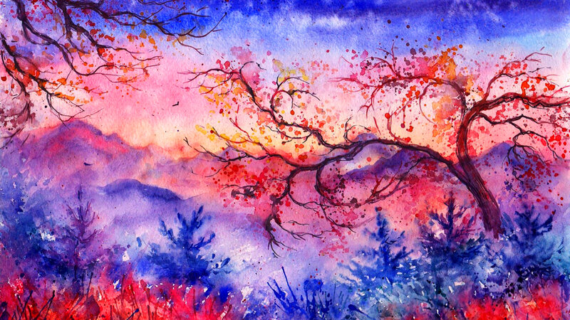 Tree with Autumn Leaves — Purple