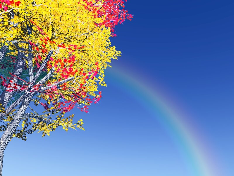 Tree with Autumn Leaves — Yellow, Serene, Digital Art