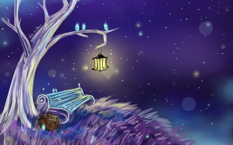 Tree with Bench and Lantern