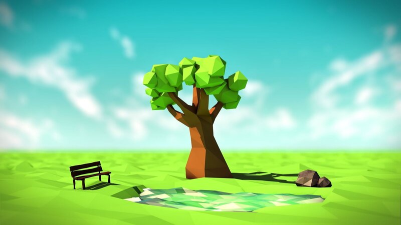 Tree with Bench and Pond