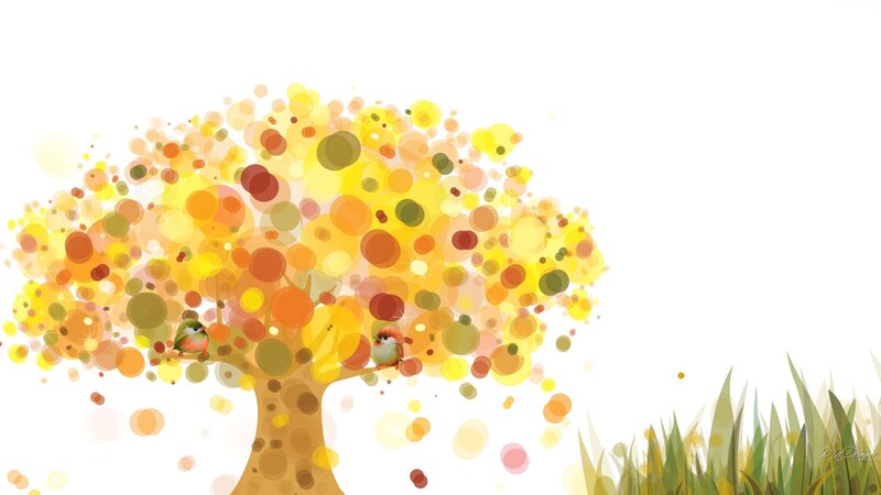 Tree with Birds — Yellow