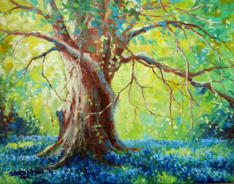 Tree with Blue Flowers