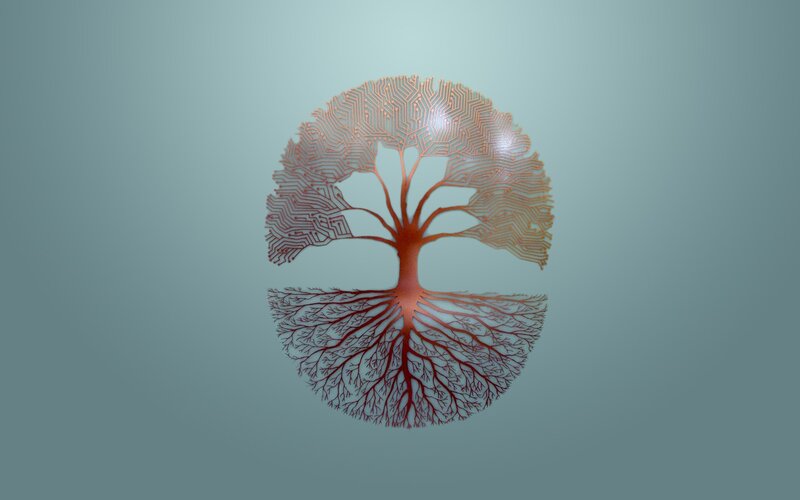 Tree with Circuit Board Leaves