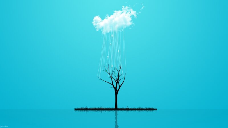 Tree with Cloud Above — Blue