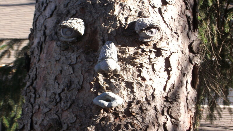 Tree with Face Sculpture — Brown