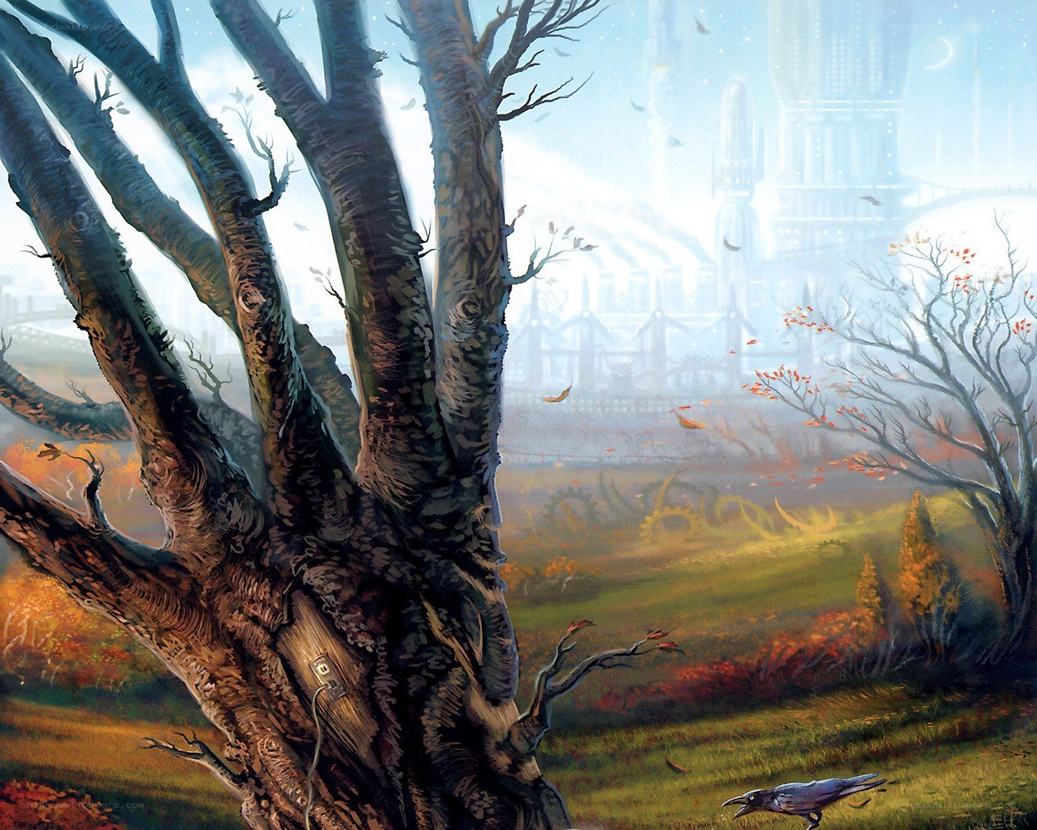 Tree with futuristic city