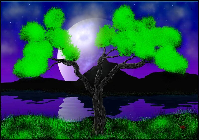 Tree with Glowing Leaves — Green