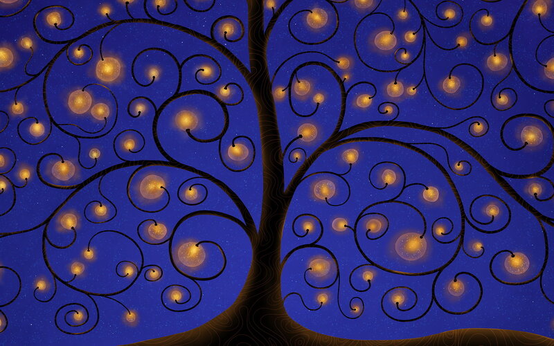 Tree with Glowing Orbs