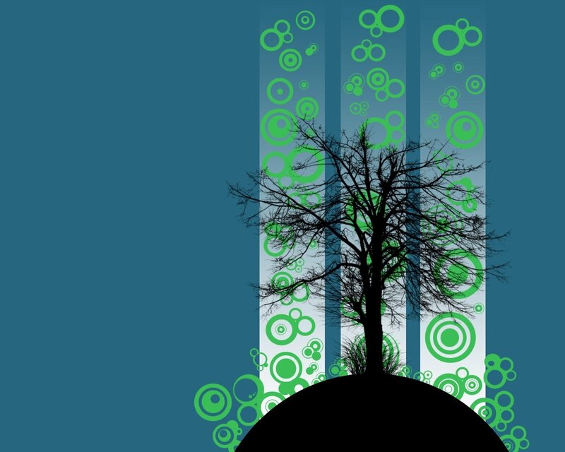 tree with green circles