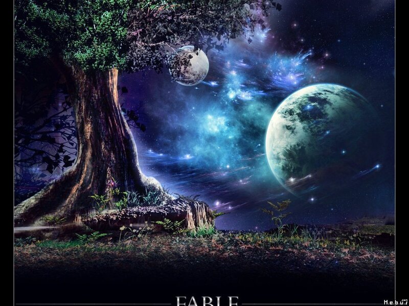 Tree with Planets in Sky