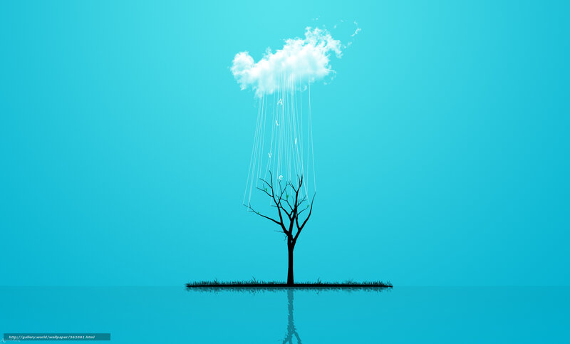 Tree with rain of letters