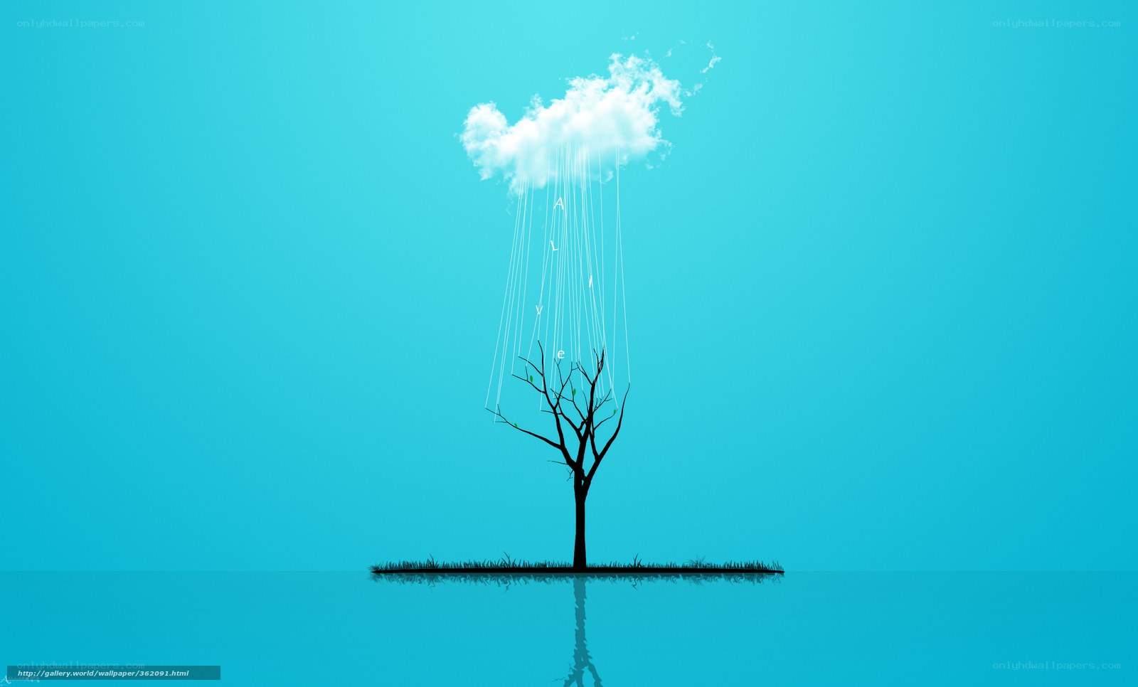 Tree with rain of letters