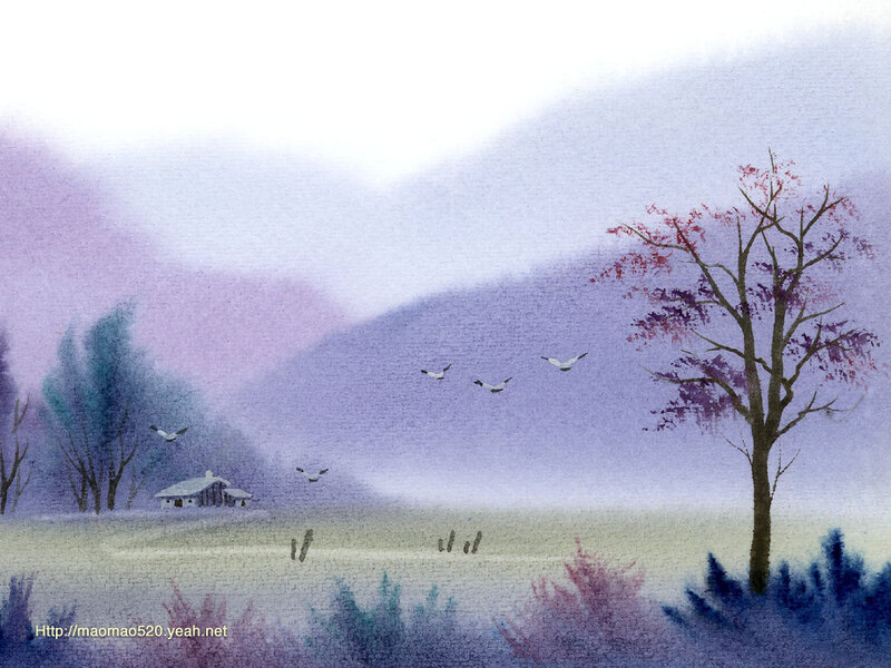 Tree with Red Leaves — Purple