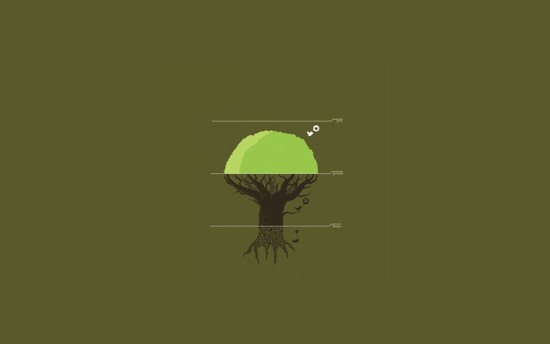 Tree with Roots and Canopy — Green