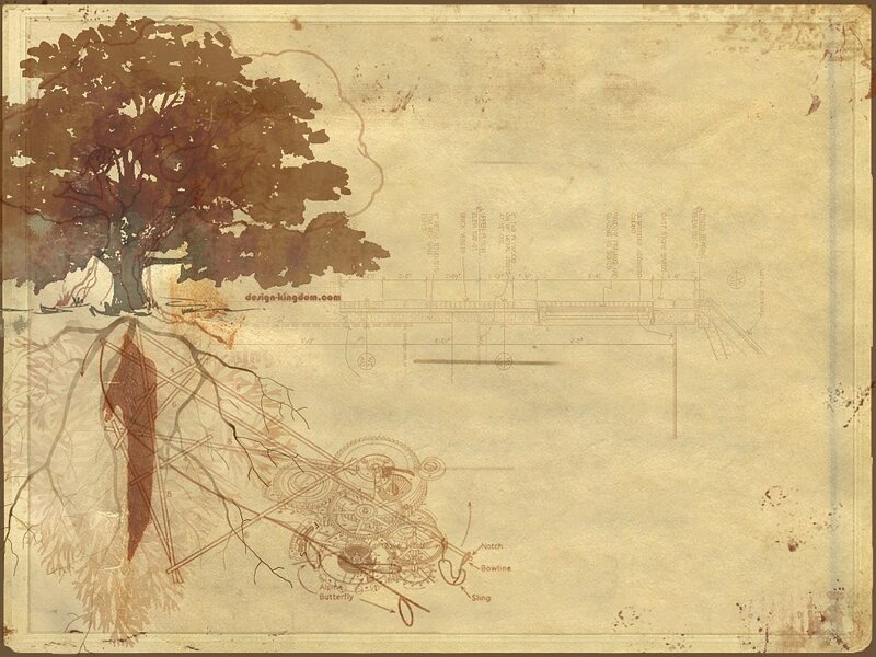 Tree with roots and gears