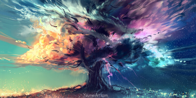 Tree with Stormy Canopy
