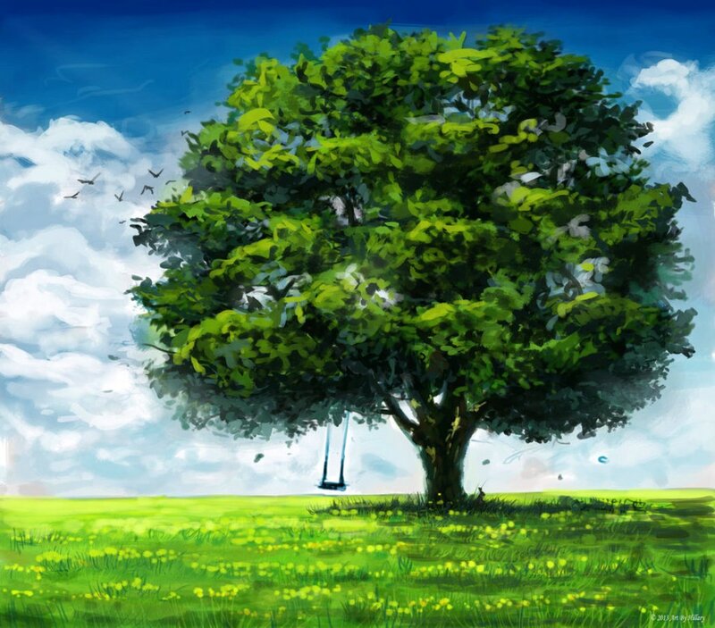 Tree with Swing — Green