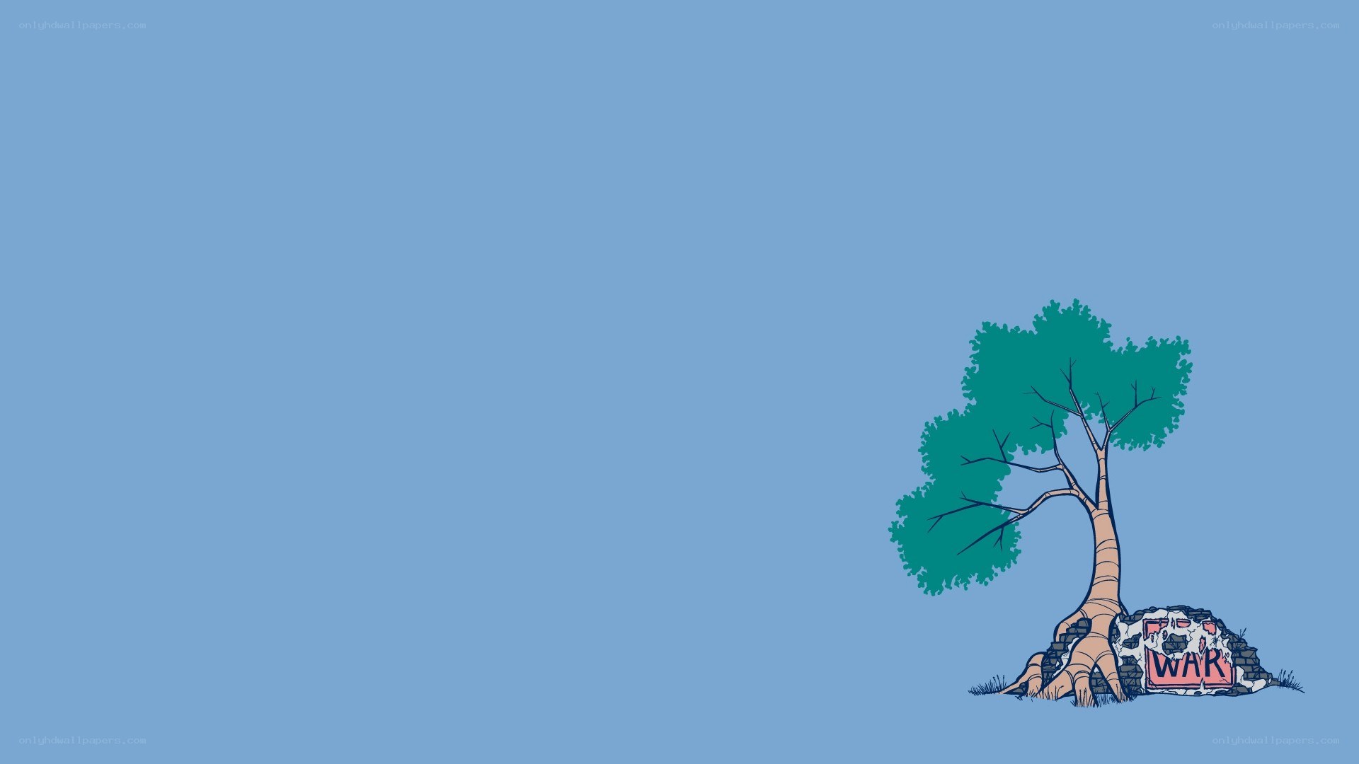 Tree with war sign