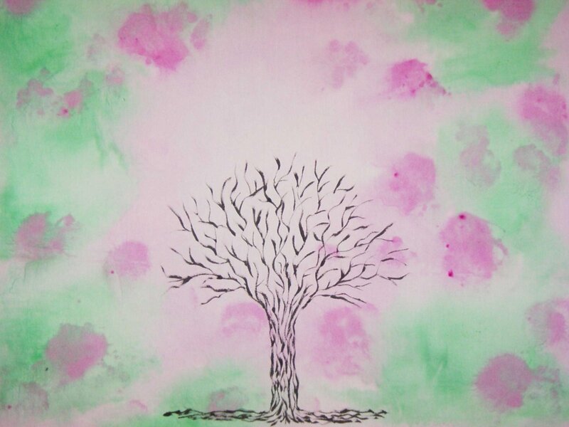 tree with watercolor background