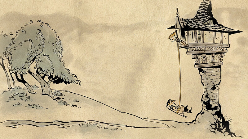 treehouse and swing scene