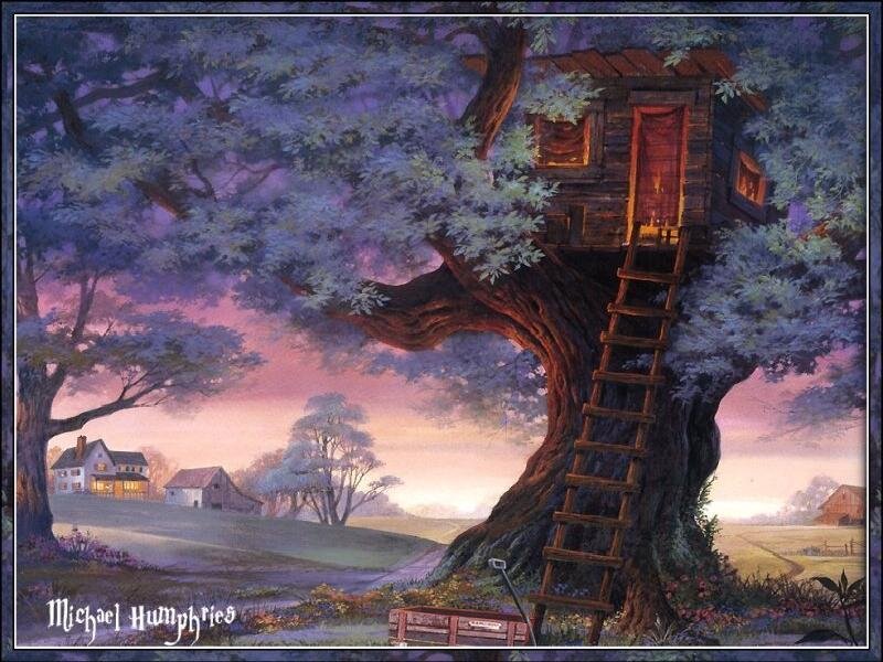 Treehouse at dusk