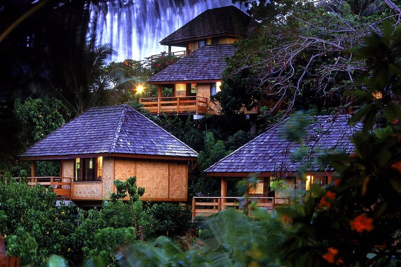Treehouse Cabins at Night