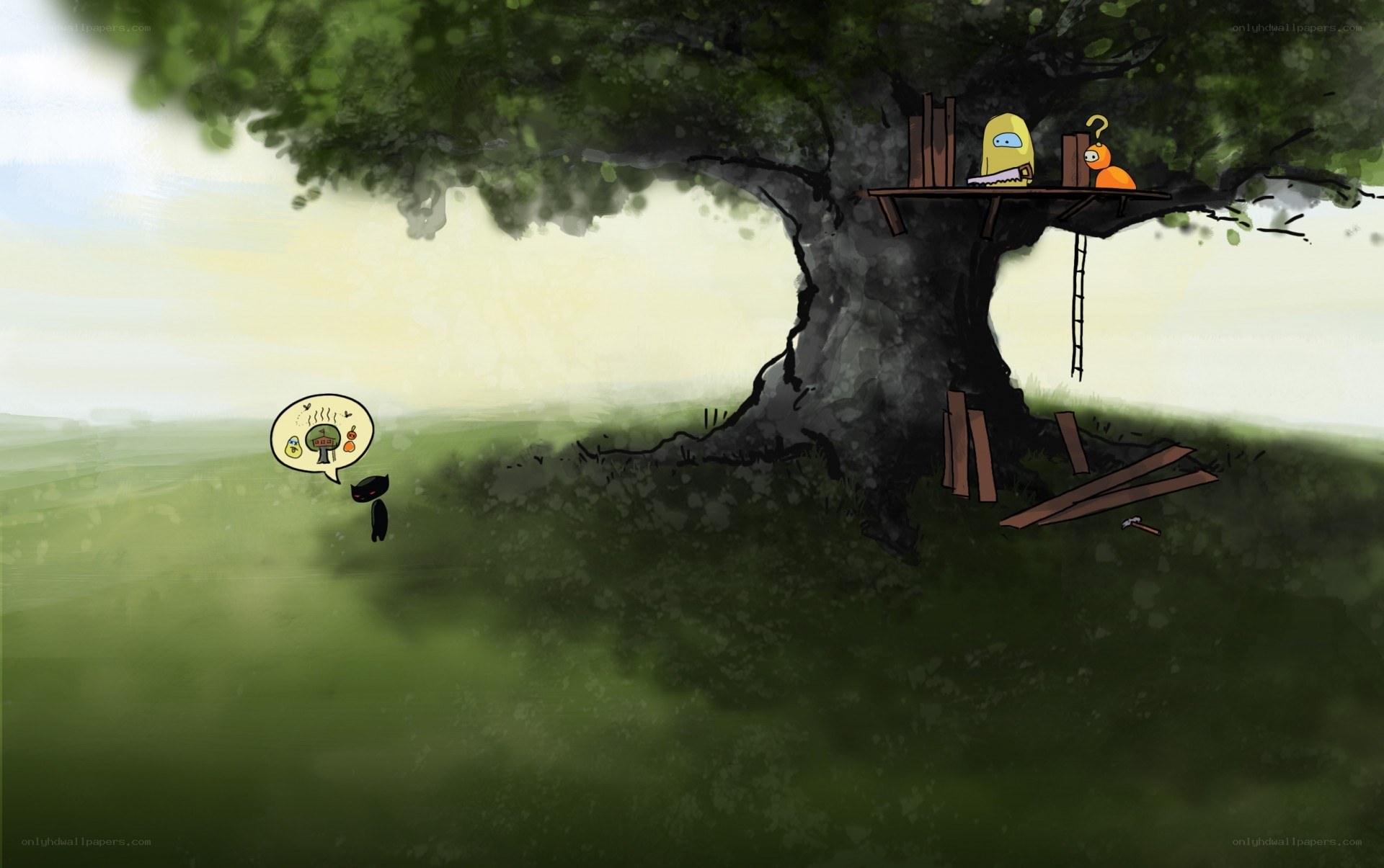 treehouse construction scene