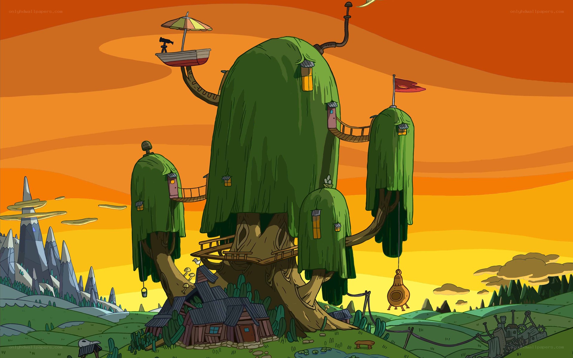 Treehouse in a fantasy landscape
