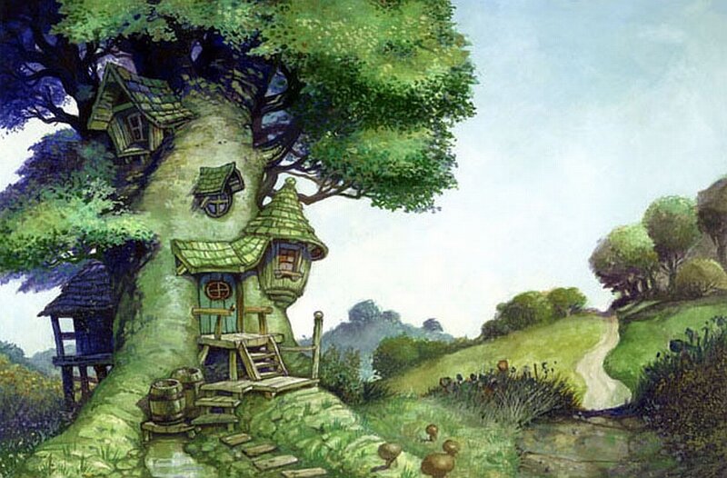 Treehouse in a whimsical forest