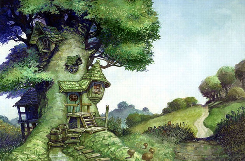 Treehouse in a whimsical forest