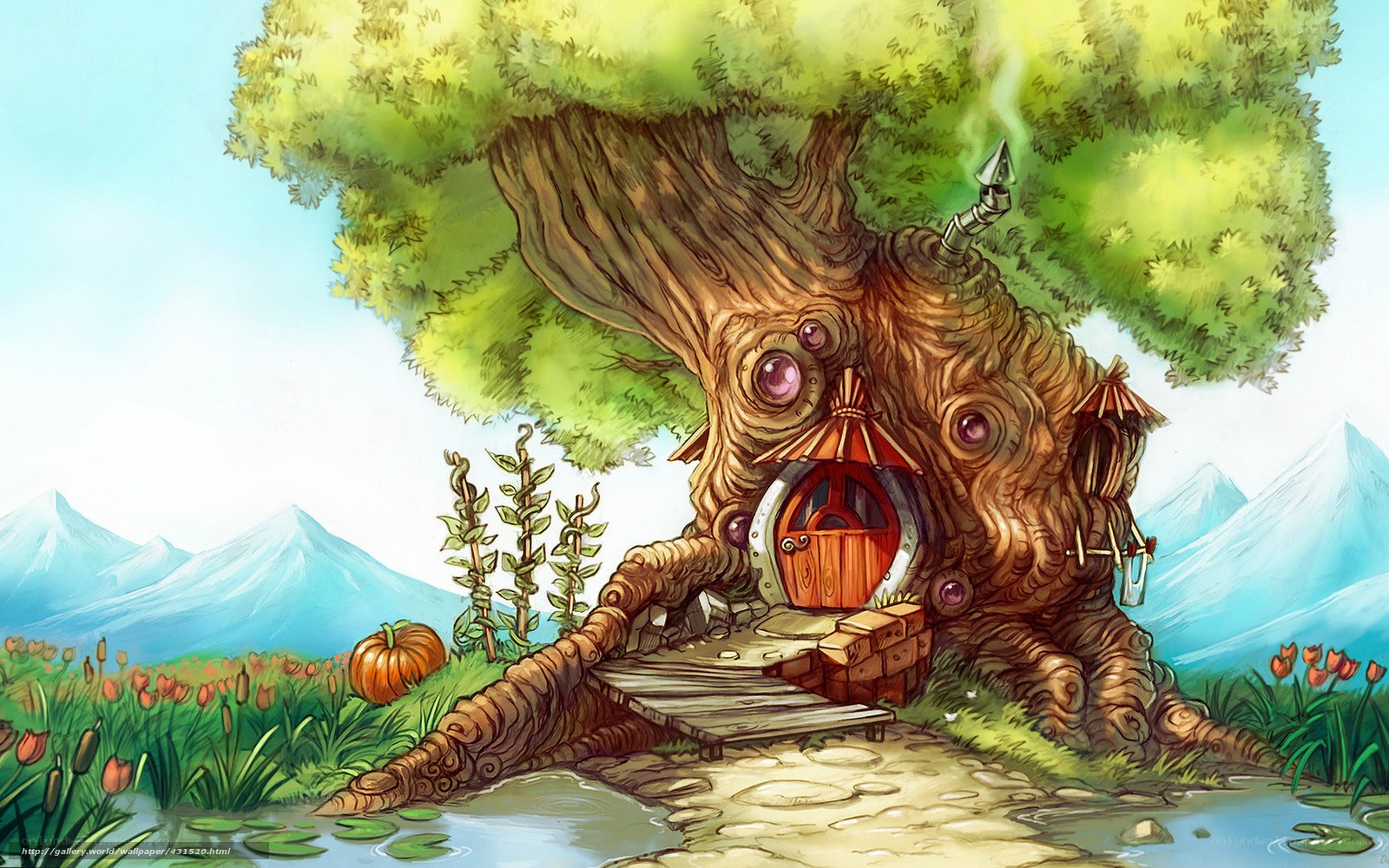 Treehouse in a whimsical forest