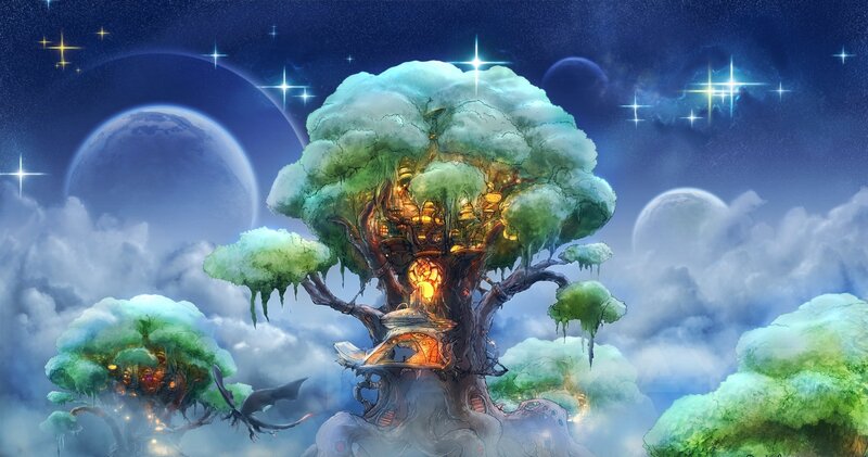 Treehouse in Clouds — Blue
