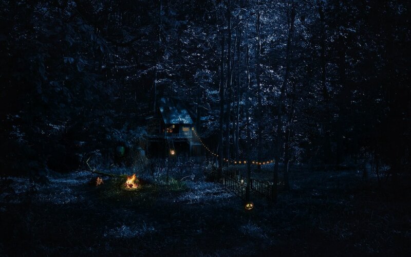 Treehouse in Forest — Blue, Dark