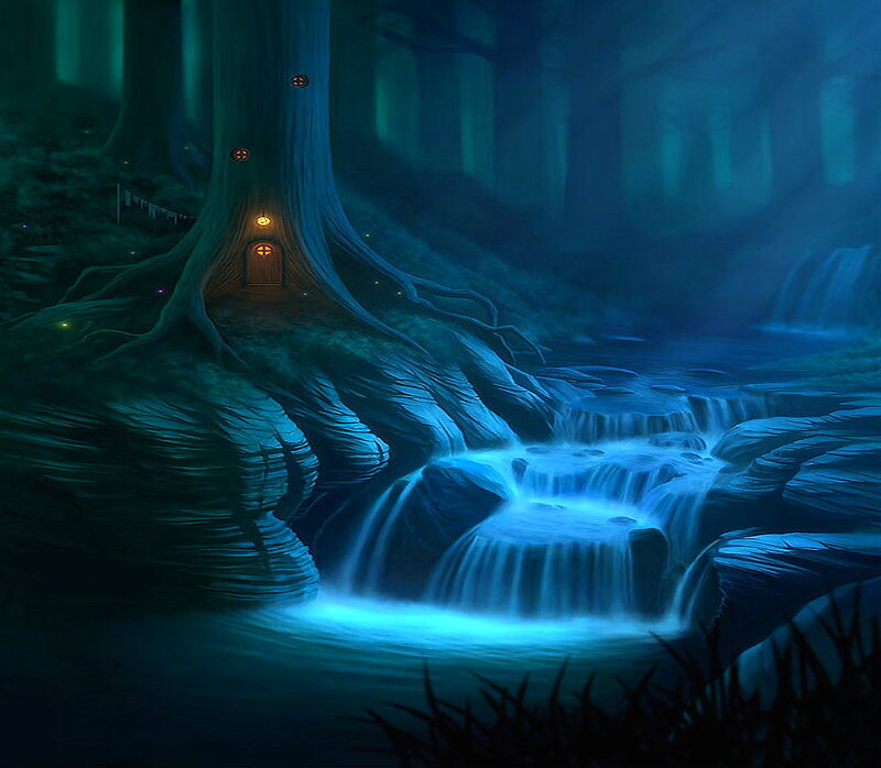 Treehouse in Forest — Blue