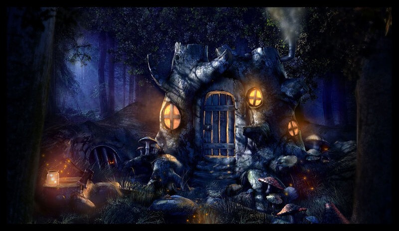 Treehouse in Forest — Dark Blue