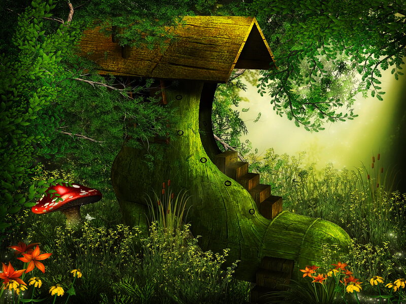 Treehouse in Forest — Green, Magical