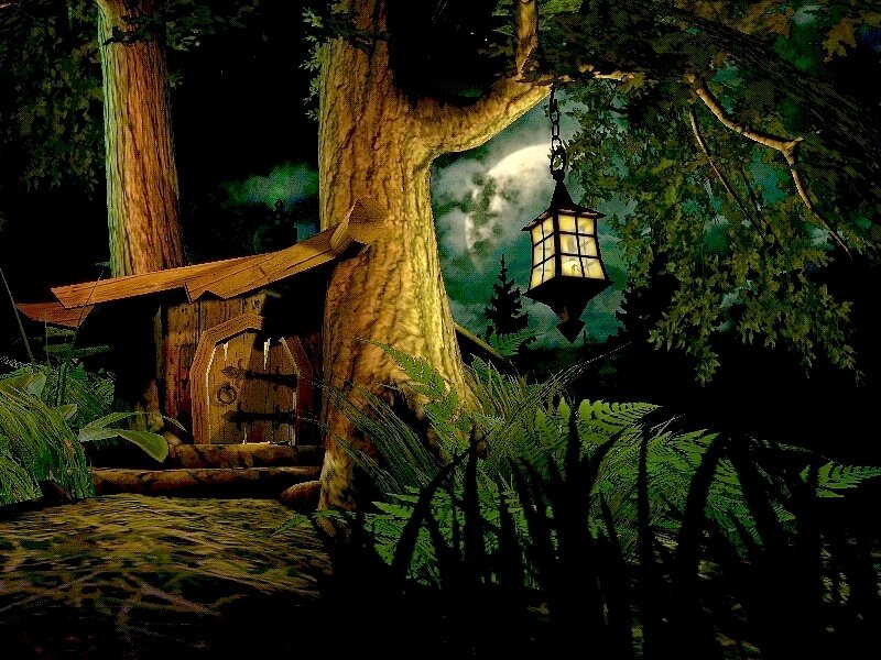 Treehouse in Forest — Green, Mysterious